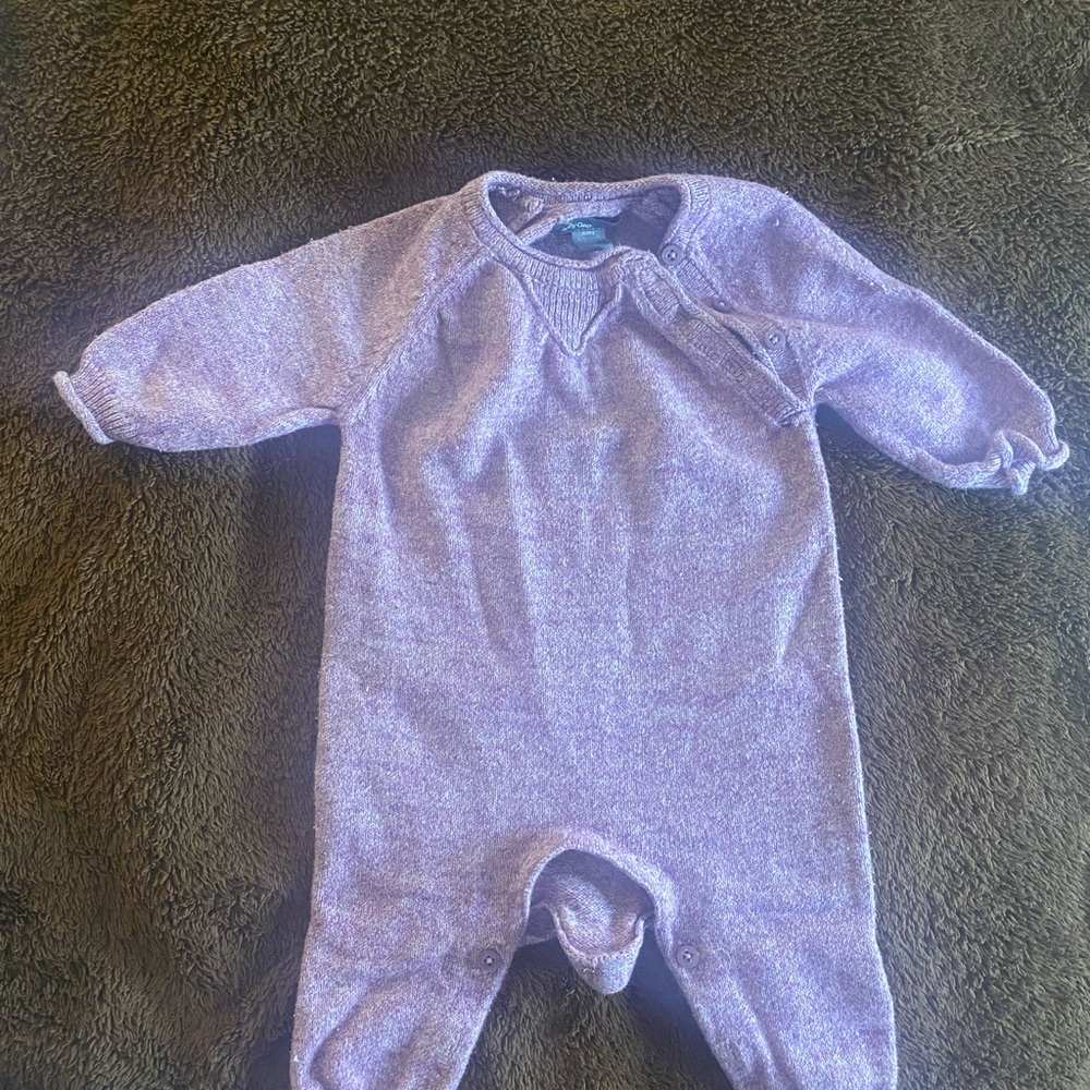 GAP Purple Footies One Piece with Cozy Material and Bow Detail